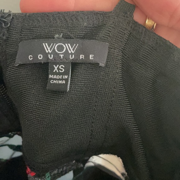 size XS , WOW Couture black mesh detailed floral mini dress - Picture 5 of 5